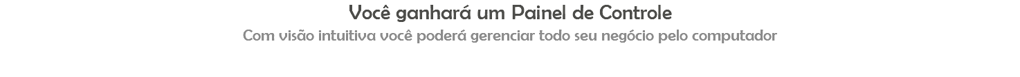 Você ganhará um Painel de Controle Com visão intuitiva você poderá gerenciar todo seu negócio pelo computador 